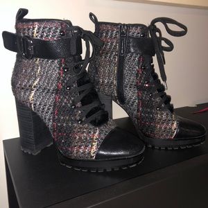 Nine West Plaid Tweed Booties